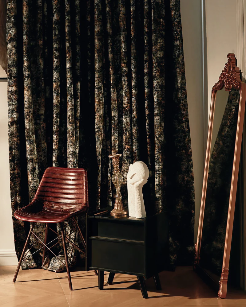 Impression Foil Printed Velvet Patterned Custom Curtain | Designed in Italy