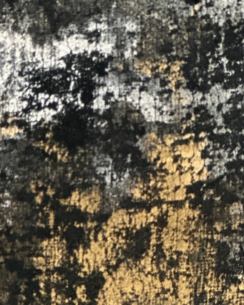 Impression 79 x 124 inch Triple French Pinch Pleat Black Foil Printed Velvet Patterned Curtain