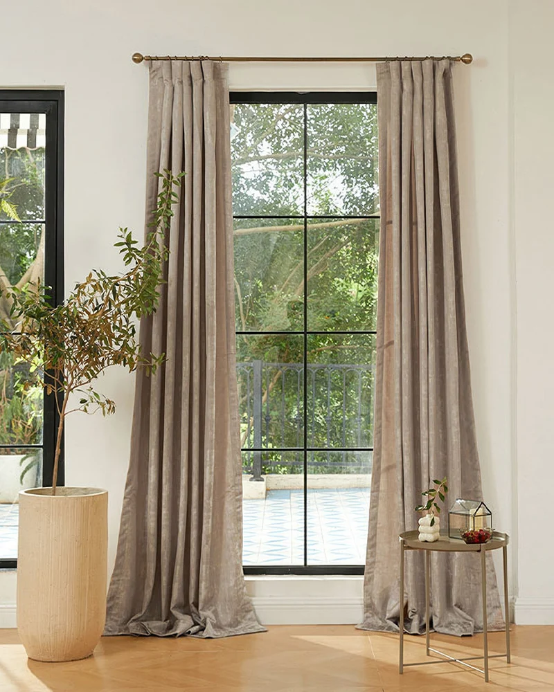 Glimmer 52 x 95 Inch Inverted Box Pleat Linen Lightweight Textured Curtain