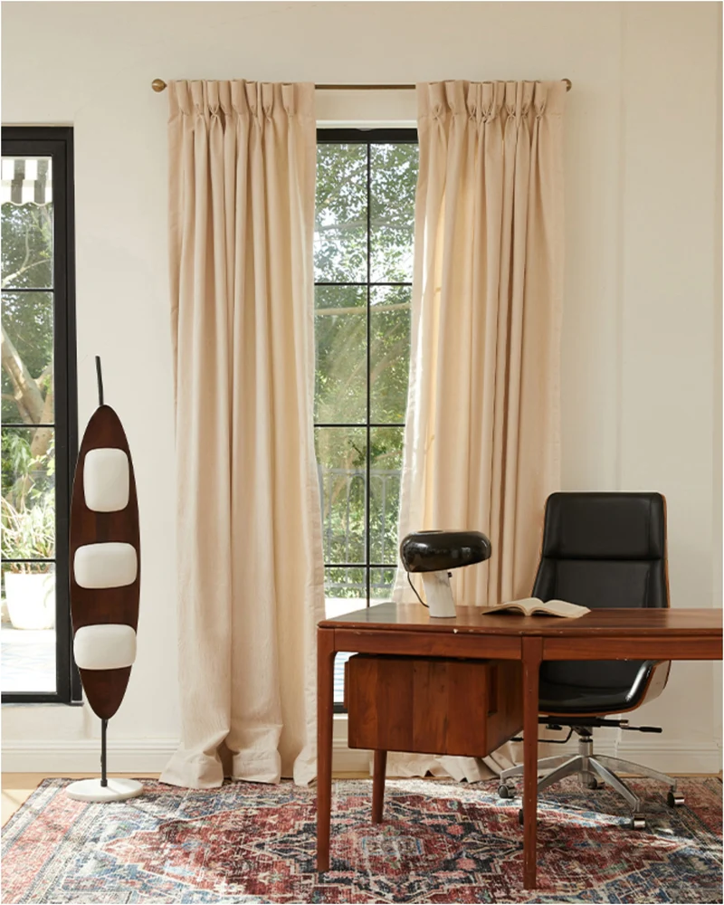 Tide 39 x 108 Inch Goblet Cream Linen Textured Curtain