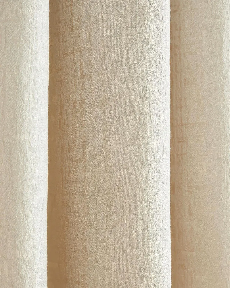 Glint 35 x 106 Inch Inverted Box Pleat Cream Linen Shimmering Textured Curtain