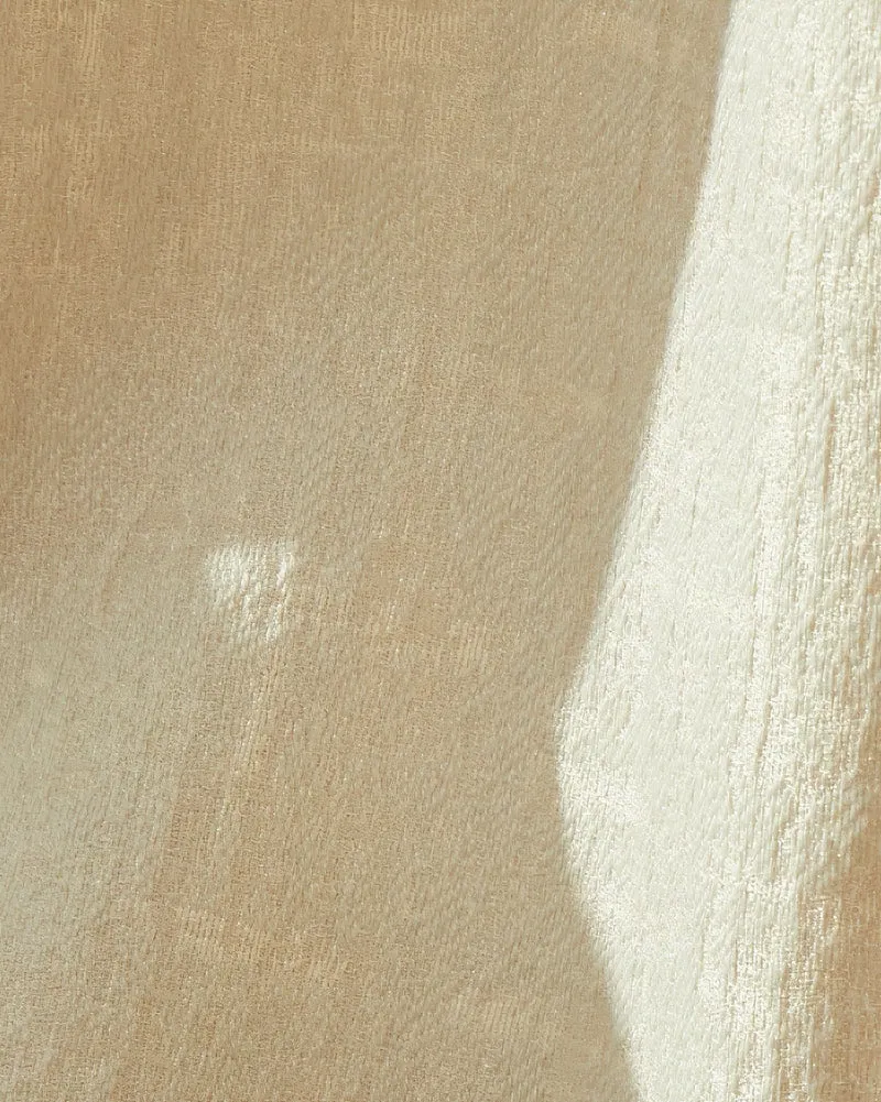 Glint 35 x 106 Inch Inverted Box Pleat Cream Linen Shimmering Textured Curtain