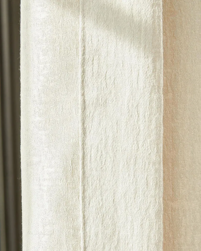 Glint 35 x 106 Inch Inverted Box Pleat Cream Linen Shimmering Textured Curtain