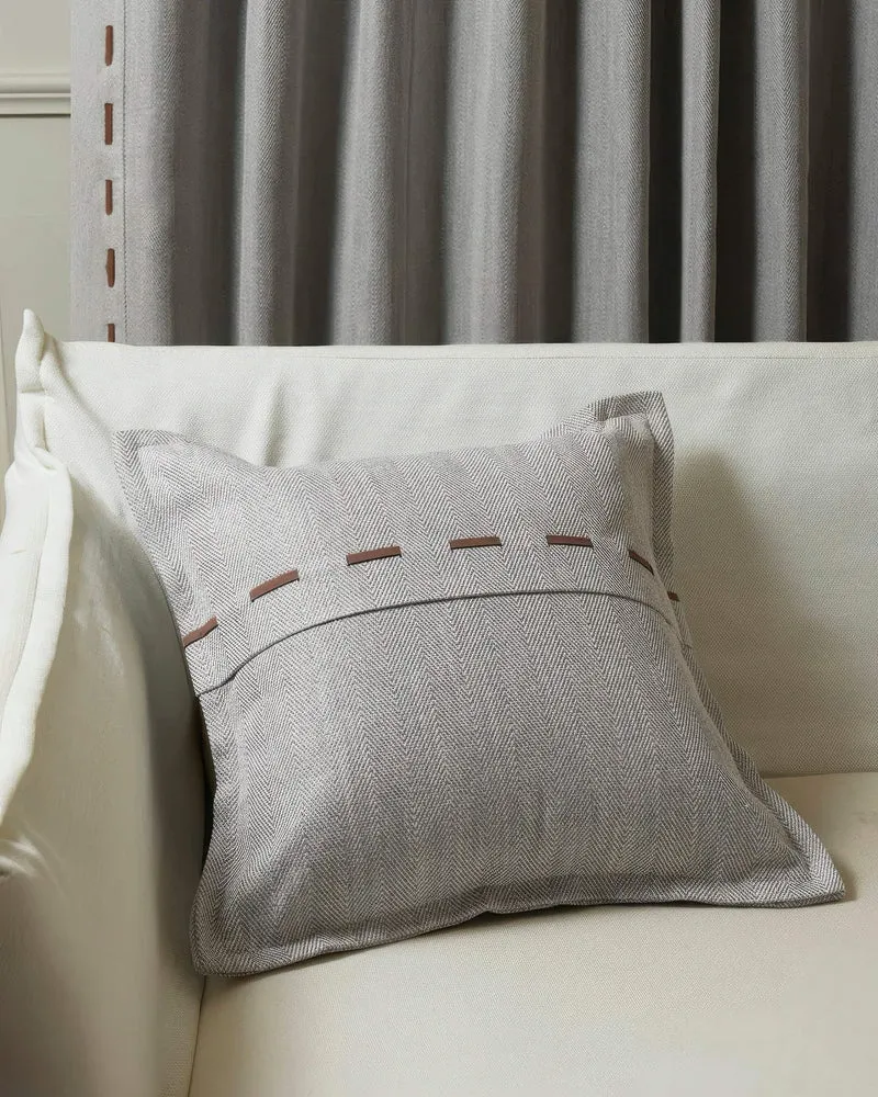 Cleo Textured Faux Leather Laced Throw Pillowcase