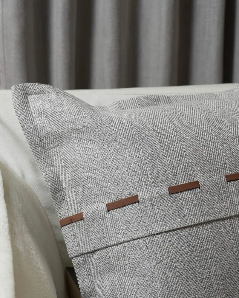 Cleo Textured Faux Leather Laced Throw Pillowcase