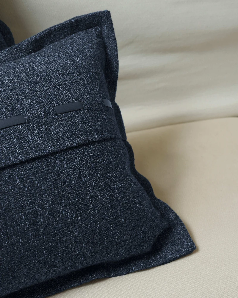Luna Linen Blend Faux Leather Laced Throw Pillowcase