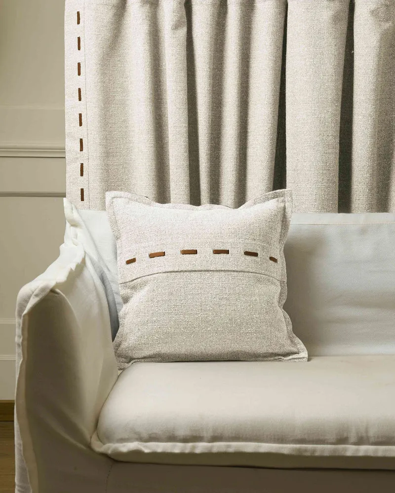 Luna Linen Blend Faux Leather Laced Throw Pillowcase