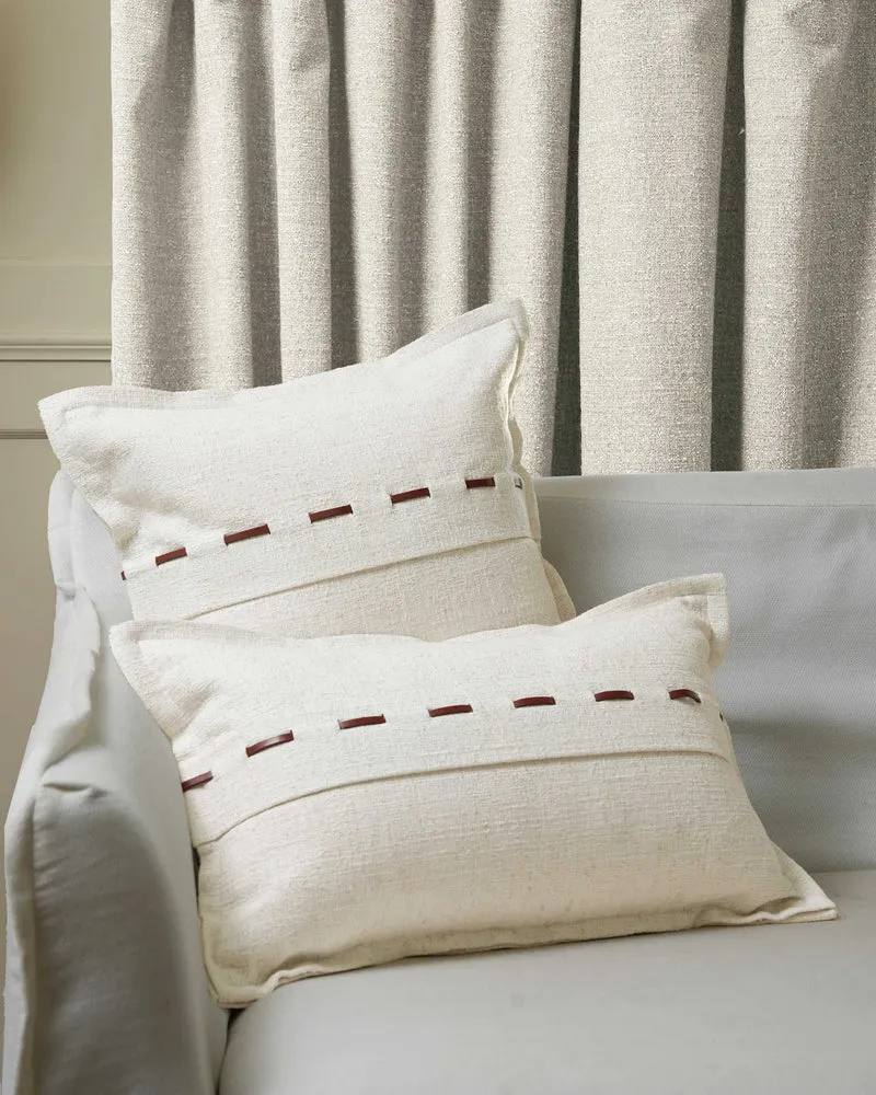 Luna Linen Blend Faux Leather Laced Throw Pillowcase