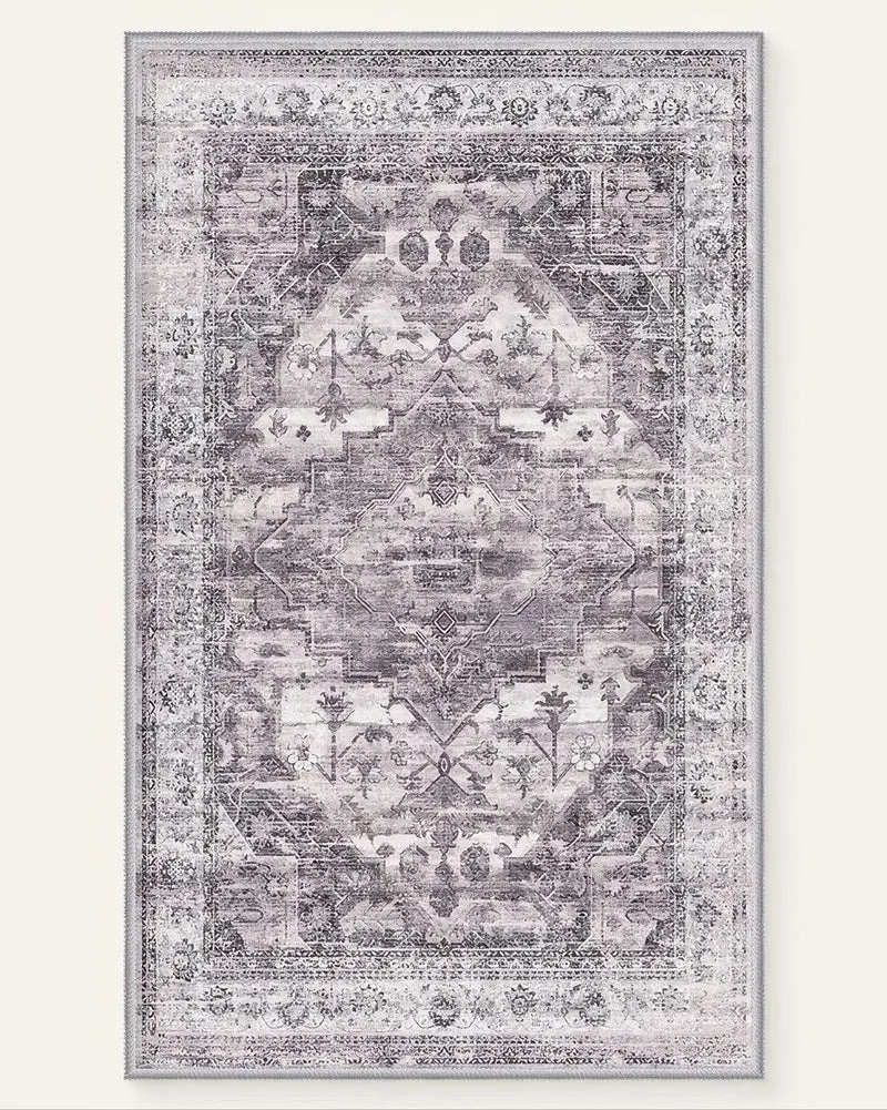 Diana's Garden Gull Gray Washable Area Rug