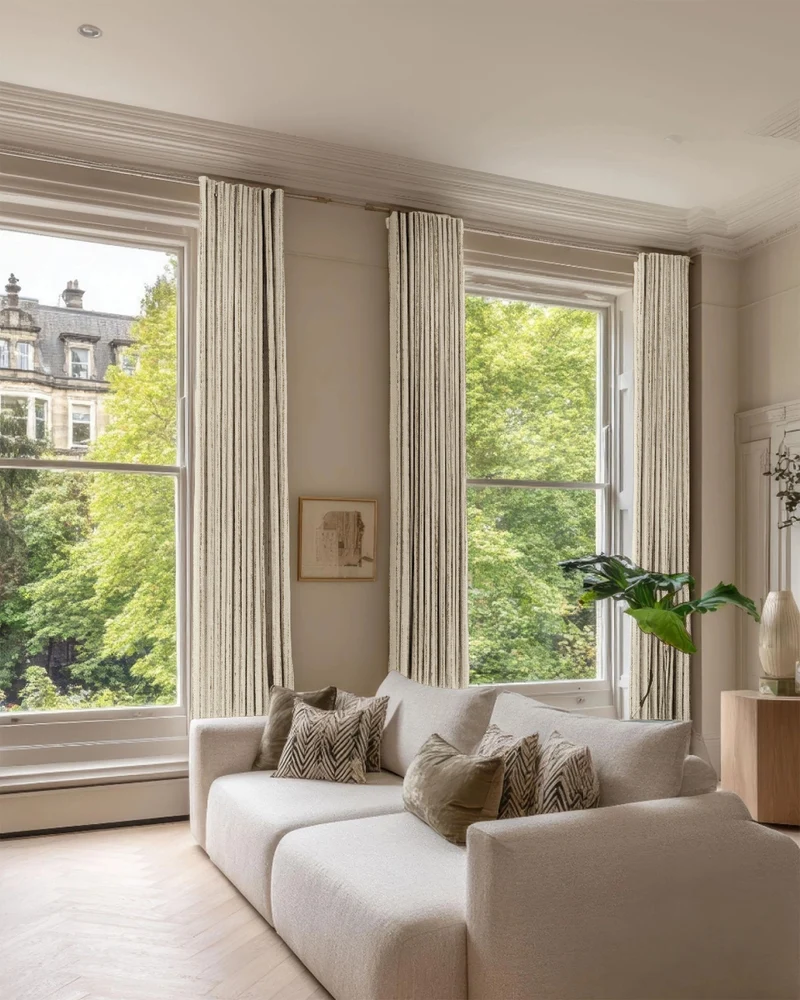 Sahara 100% Blackout Linen Blend Patterned Custom Curtain