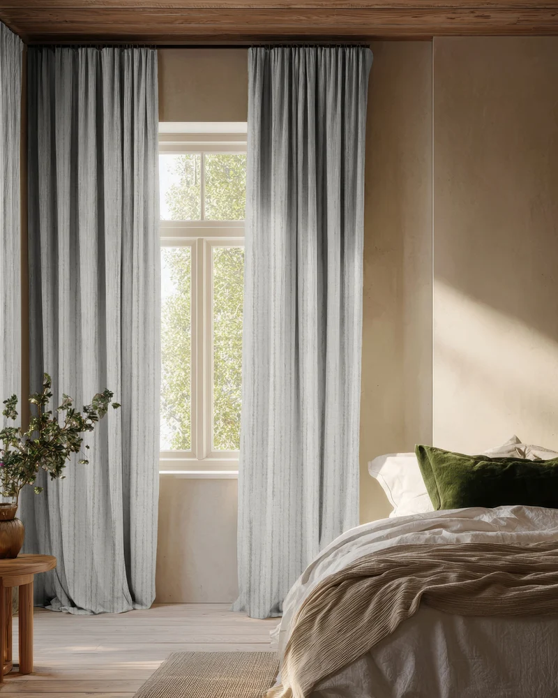 Sahara 100% Blackout Linen Blend Patterned Custom Curtain