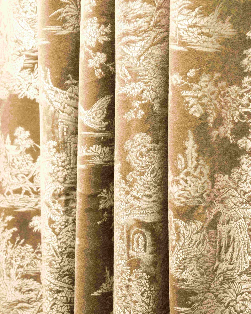 Zen Foil Printed Velvet Patterned Custom Curtain | Designed in Italy