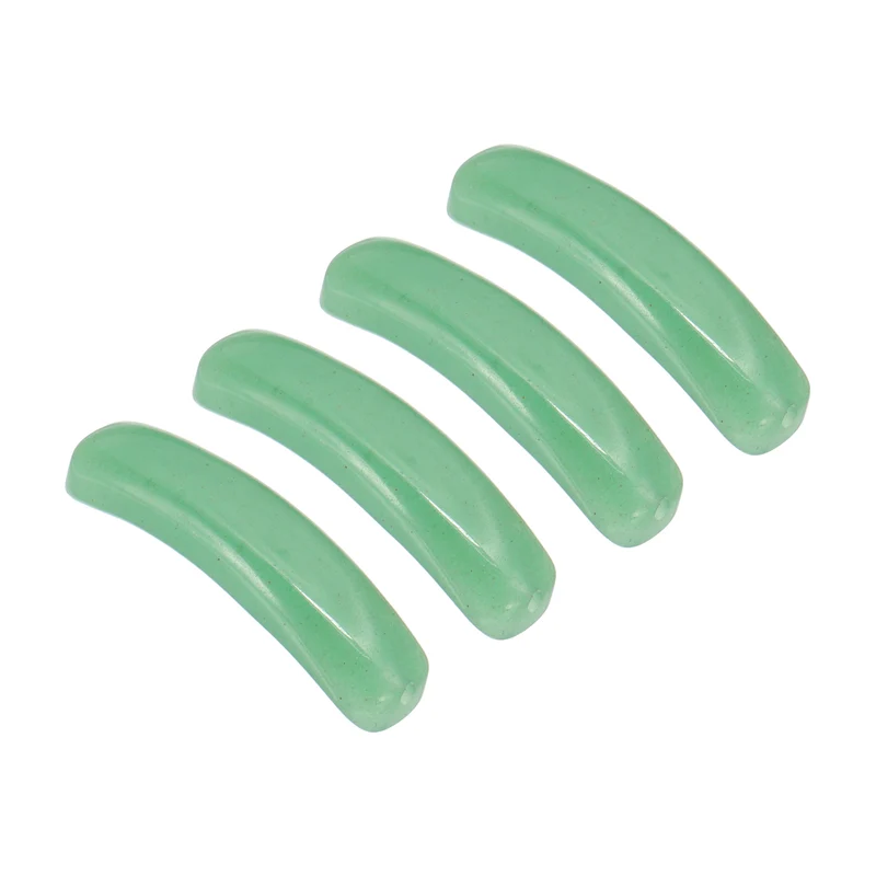 4 Pcs Natural Stone, 36 x 10 mm Natural Curved Clear Quartz Stone Crystal Handmade Jade Flat Beads for DIY Crafting, Green Aventurine