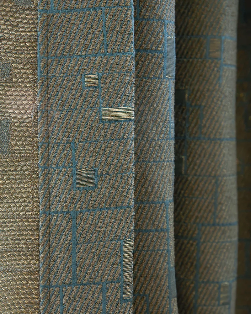 Chelsea 47 x 123 Inch Inverted Box Pleat Circuit Cotton Grid Patterned Curtain