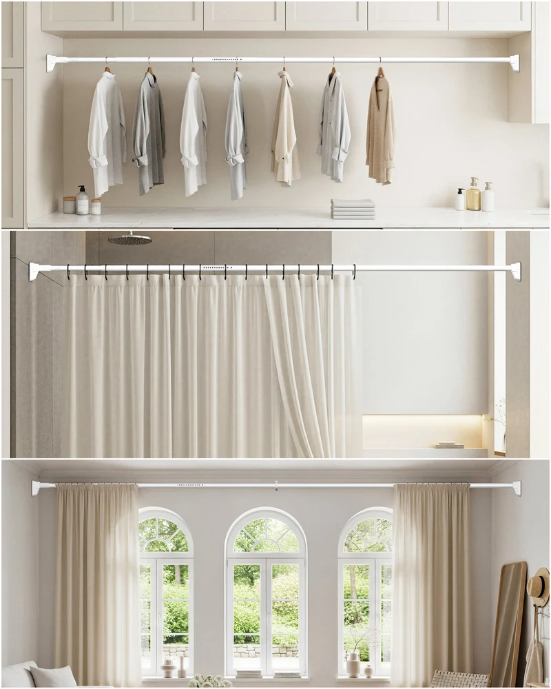 Heavy Duty Adjustable No Drill Tension Curtain Rod