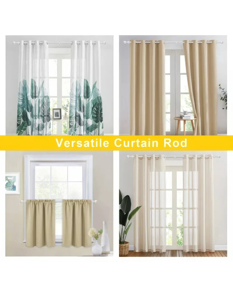 Reeded Ball Adjustable Finials Curtain Rod