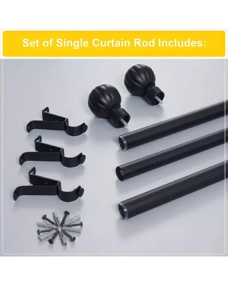 Reeded Ball Adjustable Finials Curtain Rod
