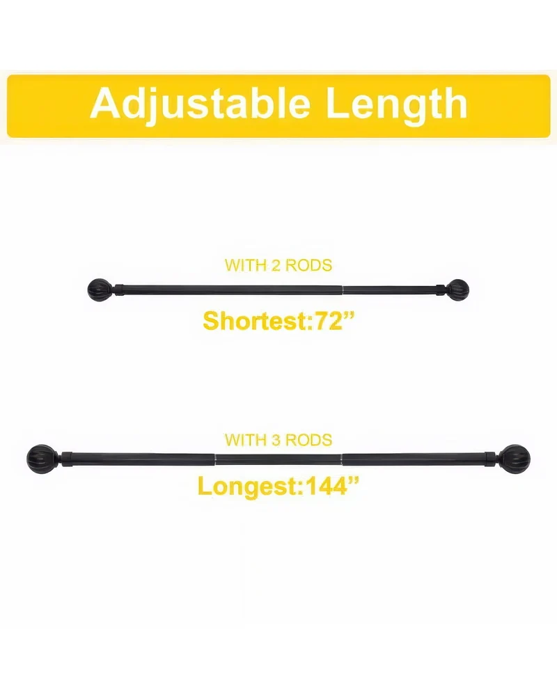Reeded Ball Adjustable Finials Curtain Rod