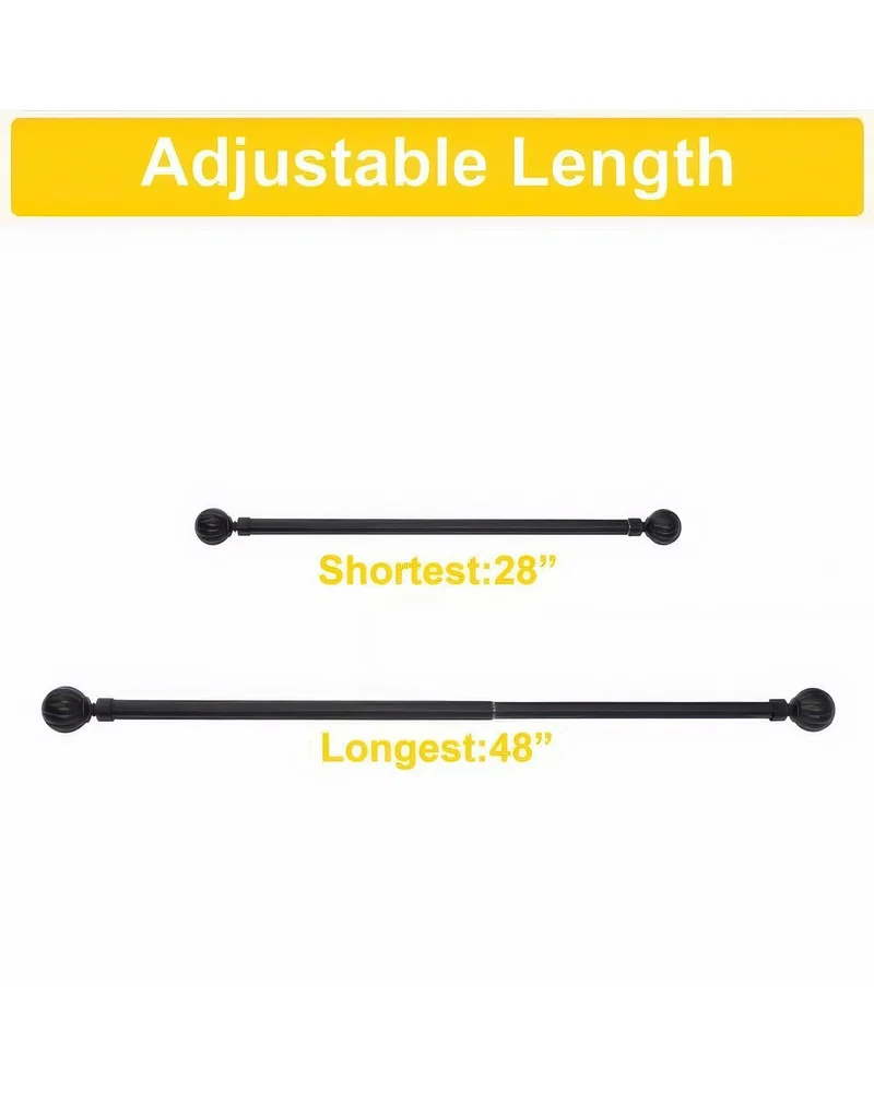 Reeded Ball Adjustable Finials Curtain Rod