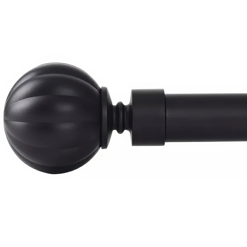 Reeded Ball Adjustable Finials Curtain Rod