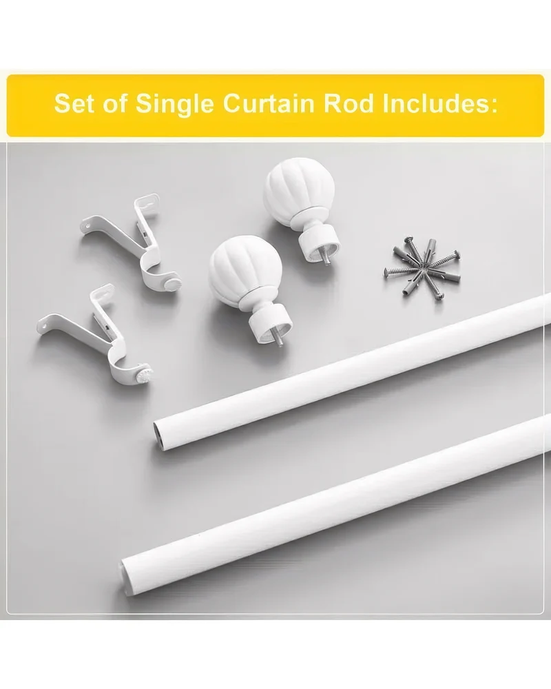 Reeded Ball Adjustable Finials Curtain Rod