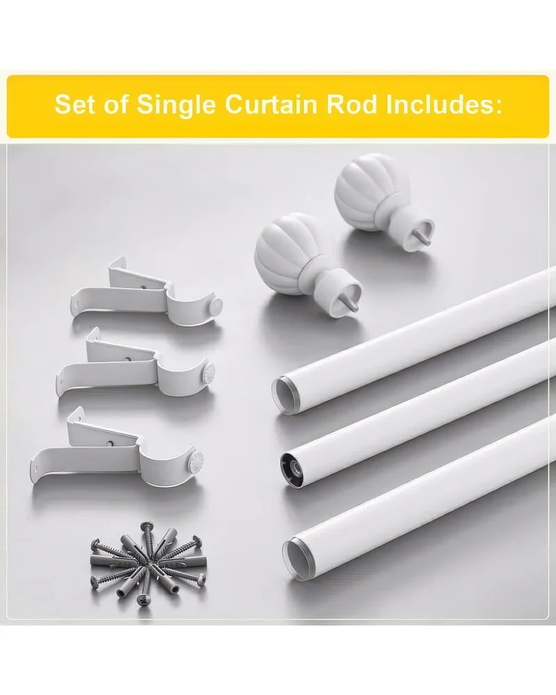 Reeded Ball Adjustable Finials Curtain Rod