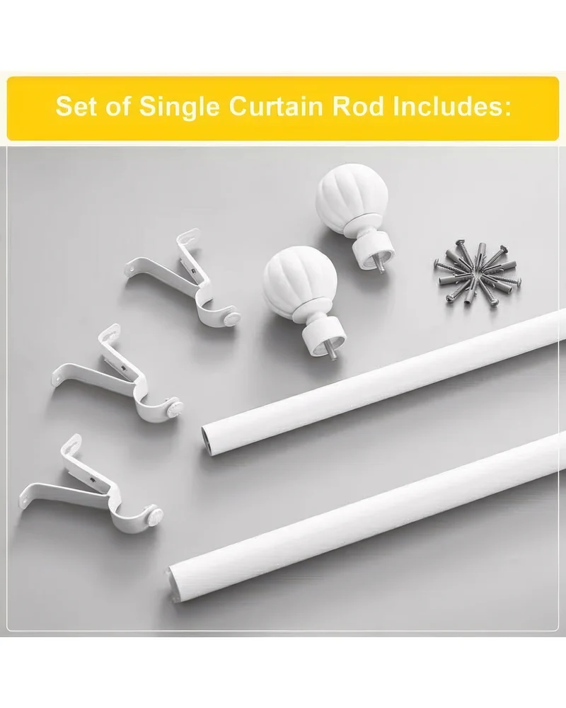 Reeded Ball Adjustable Finials Curtain Rod