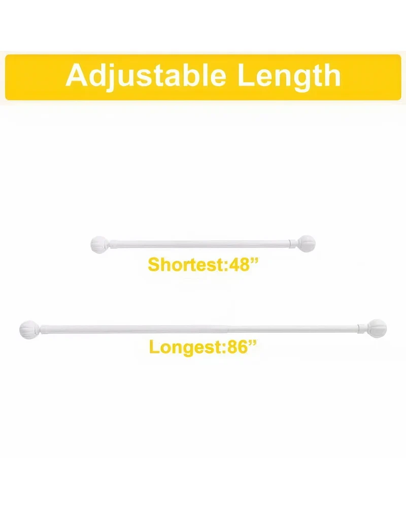 Reeded Ball Adjustable Finials Curtain Rod