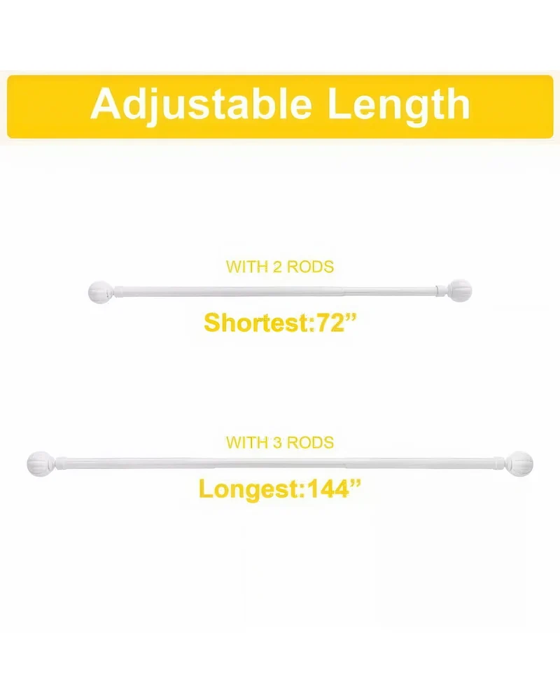 Reeded Ball Adjustable Finials Curtain Rod