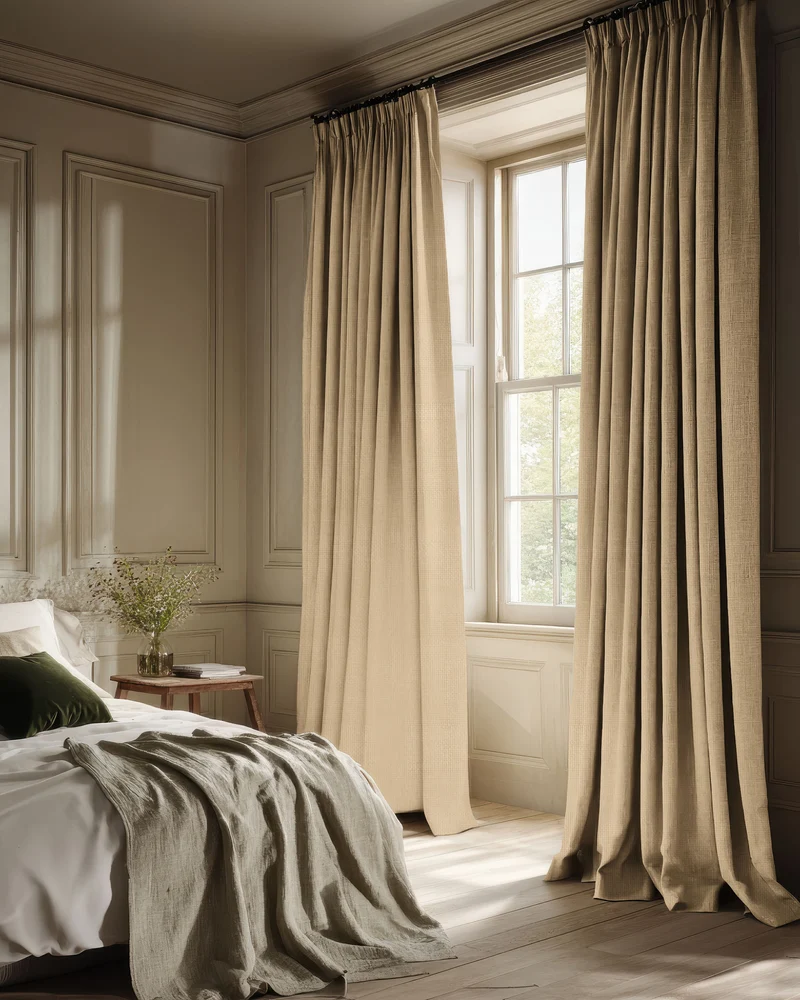 Voy 100% Blackout Linen Look Custom Curtain
