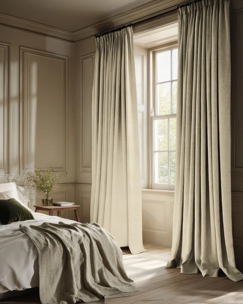 Voy 100% Blackout Linen Look Custom Curtain