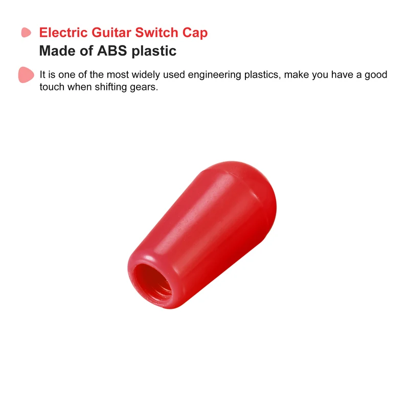 Toggle Switch Knob Cap Red Cover ABS 8mm Dia for 3 Way Guitar Switch, Pack of 5