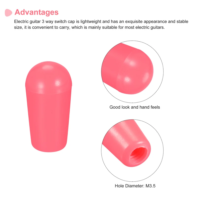 Toggle Switch Knob Cap Red Cover ABS 8mm Dia for 3 Way Guitar Switch, Pack of 5