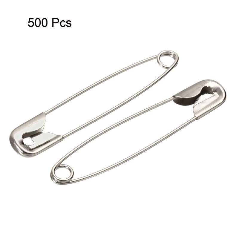 Safety Pins 45mm/1.77 Inch Metal Sewing Pins Silver Tone 500Pcs