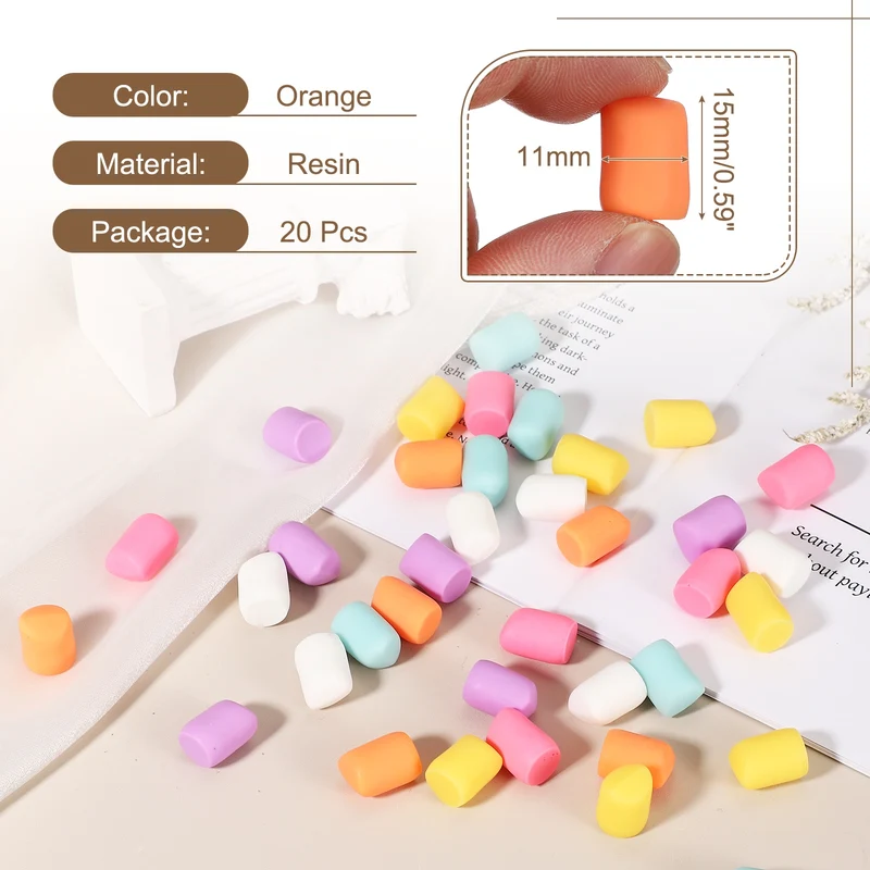 20 Pcs Resin Candy Charm, Artificial Simulation Cotton Candy, Orange