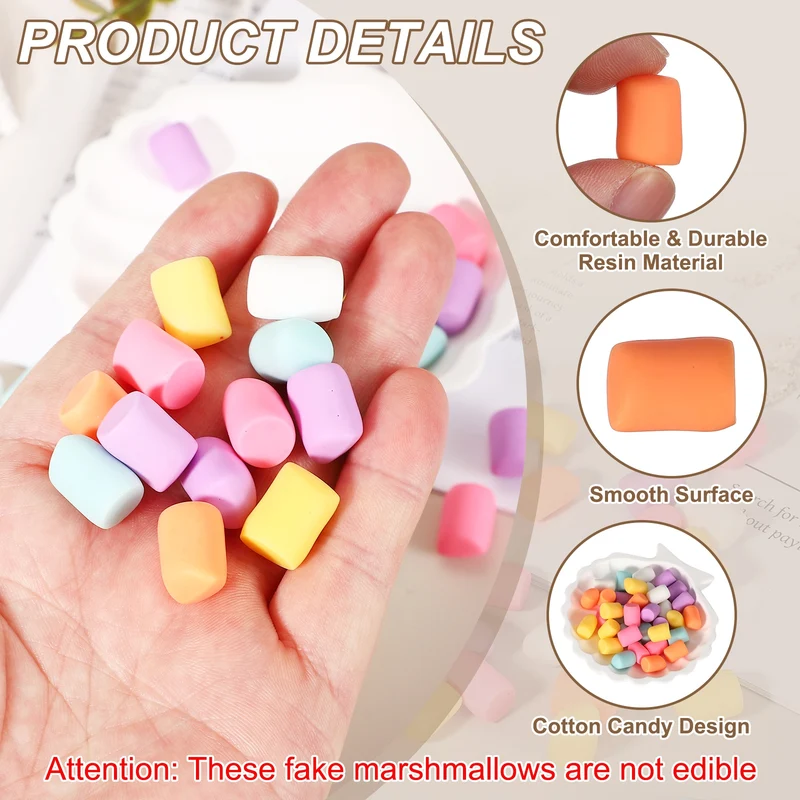 20 Pcs Resin Candy Charm, Artificial Simulation Cotton Candy, Orange