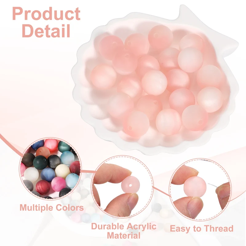 20 Pcs Acrylic Round Beads, 16mm Loose Beads for Jewelry Making, Light Pink