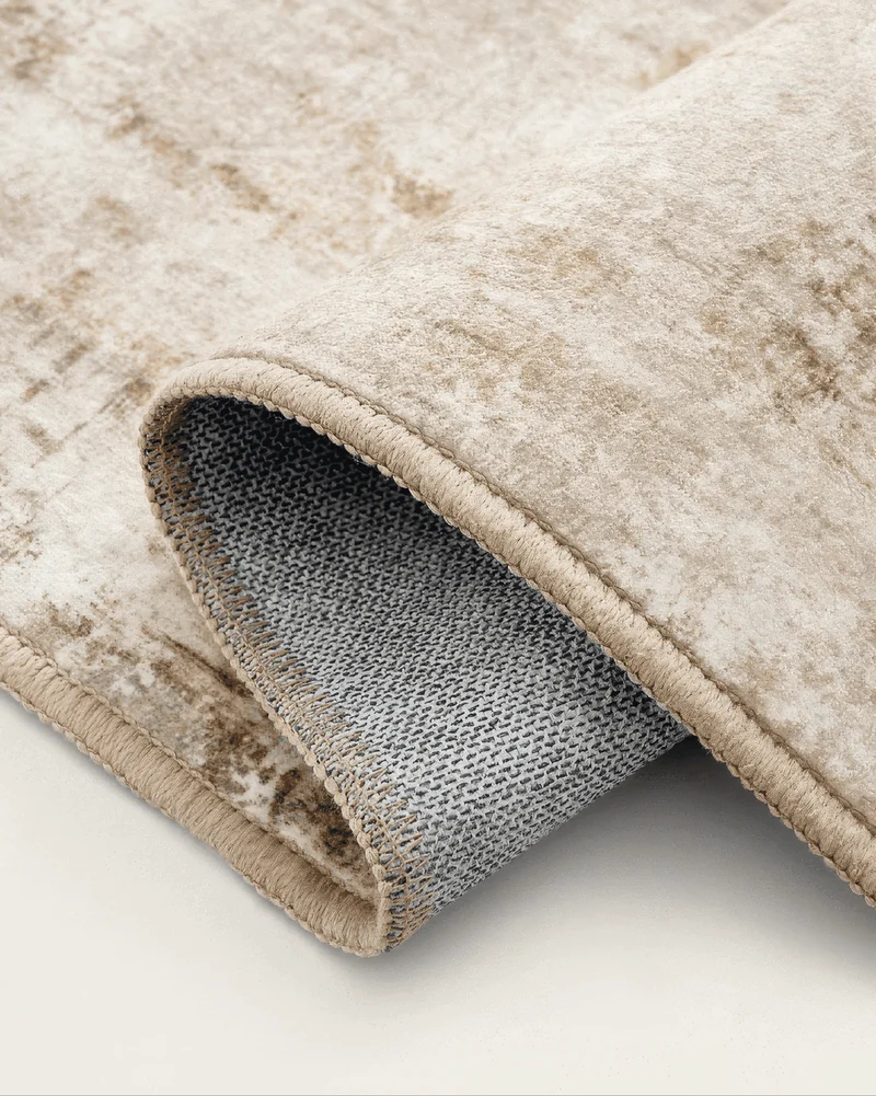 Mystic Clouds Warm Beige Washable Area Rug