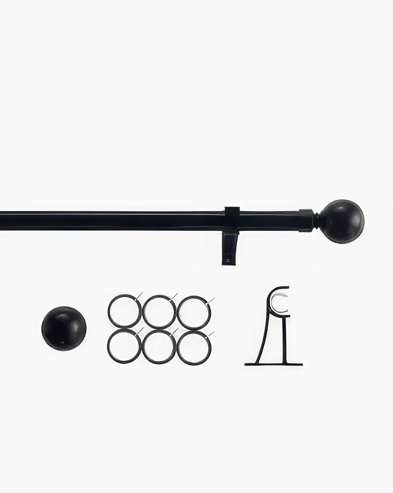 Black Roman Round Custom Finial Curtain Rod