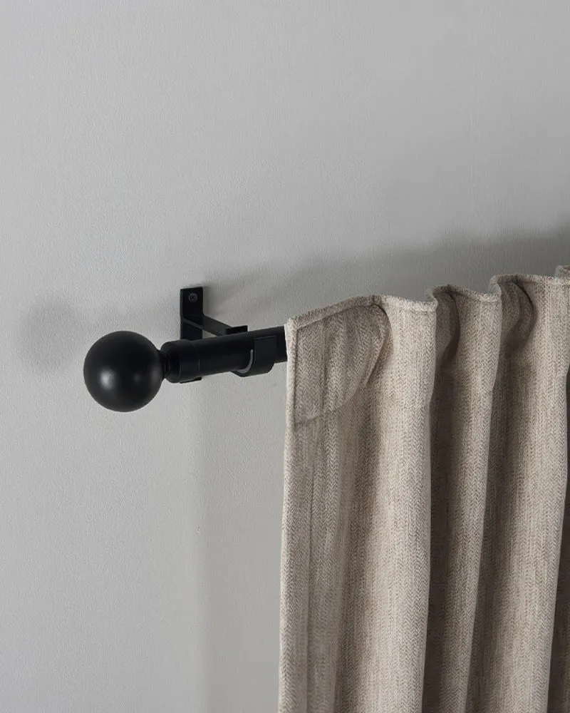 Black Roman Round Custom Finial Curtain Rod