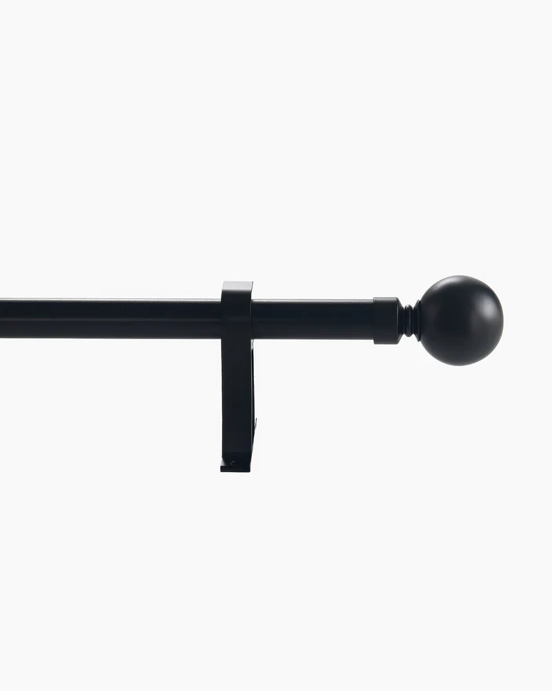 Black Roman Round Custom Finial Curtain Rod