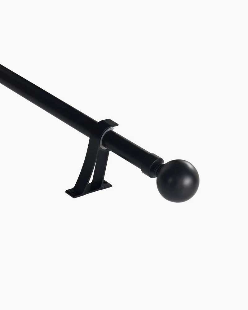 Black Roman Round Custom Finial Curtain Rod
