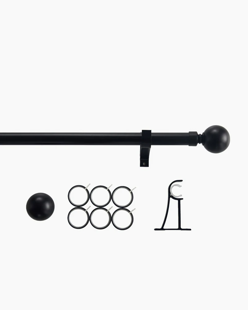Black Roman Round Custom Finial Curtain Rod
