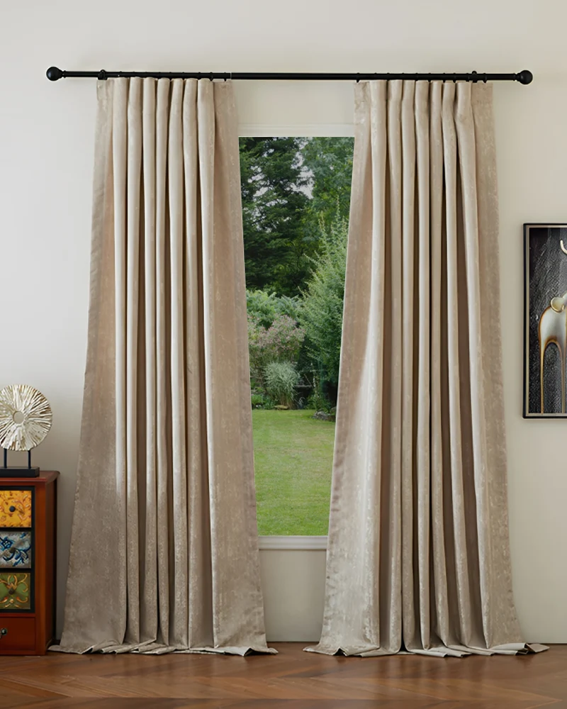 Glimmer 4 Layers Linen Blend Lightweight Soundproof Thermal Blackout Anti-Dust Textured Custom Curtain