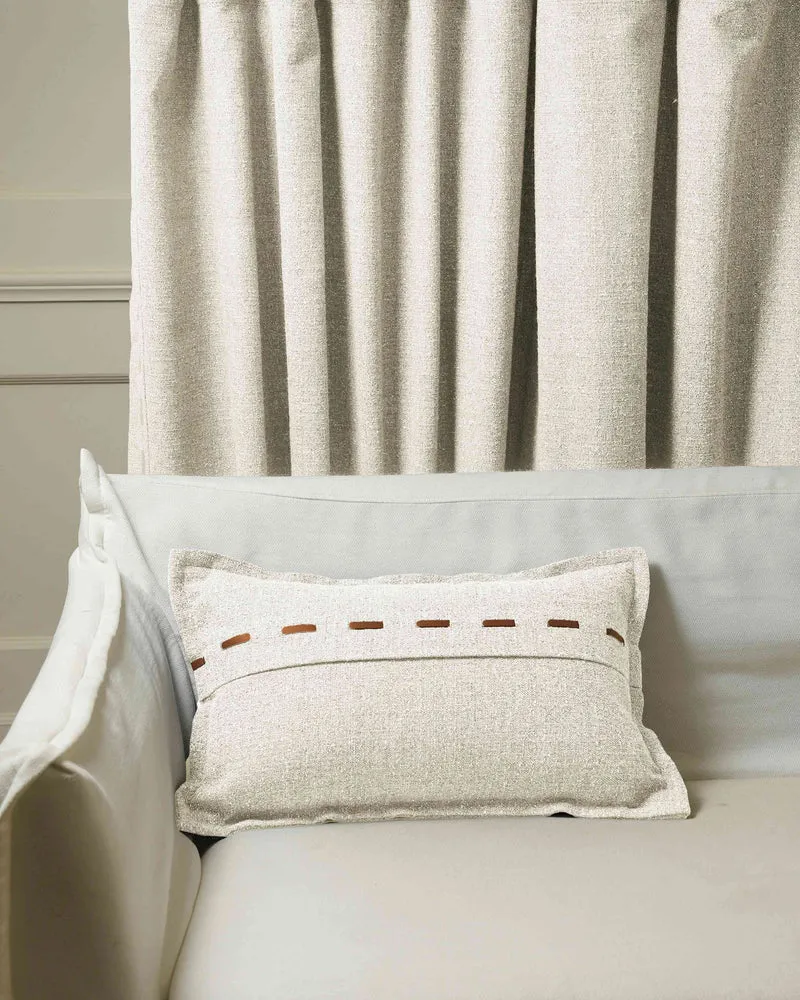 Luna Linen Blend Faux Leather Laced Lumbar Pillowcase
