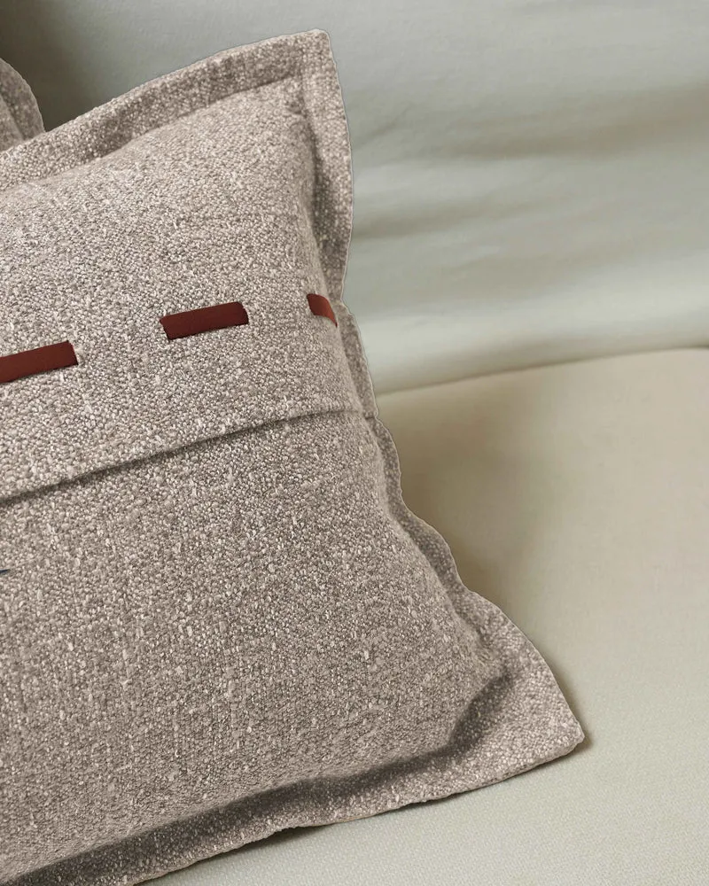 Luna Linen Blend Faux Leather Laced Lumbar Pillowcase