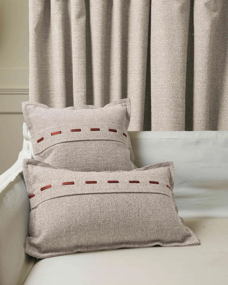 Luna Linen Blend Faux Leather Laced Lumbar Pillowcase