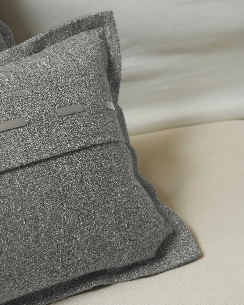 Luna Linen Blend Faux Leather Laced Lumbar Pillowcase
