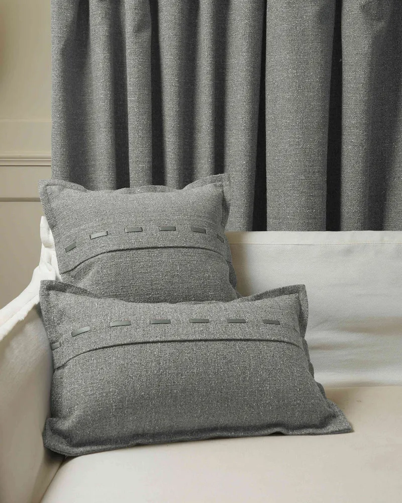 Luna Linen Blend Faux Leather Laced Lumbar Pillowcase