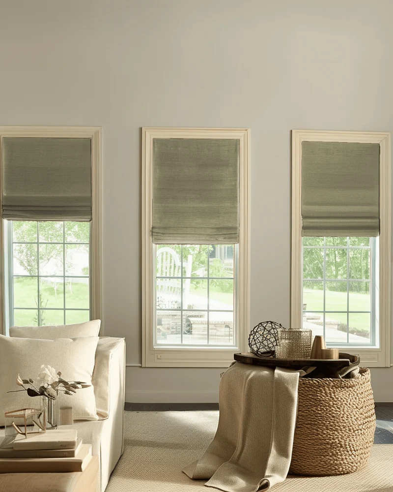 Zoe Flat Fold Linen Look Cordless Custom Roman Shade